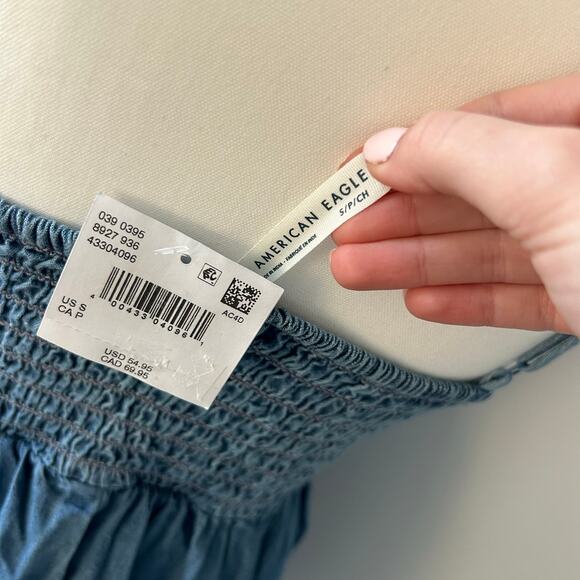 NWT American Eagle Denim Bubble Dress Strappy Mini Dress Country Western Small - Picture 10 of 11